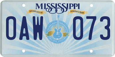 MS license plate OAW073