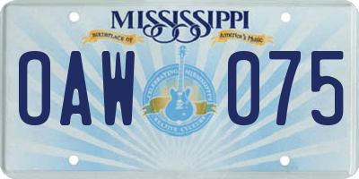 MS license plate OAW075
