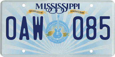 MS license plate OAW085