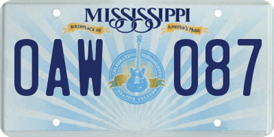 MS license plate OAW087