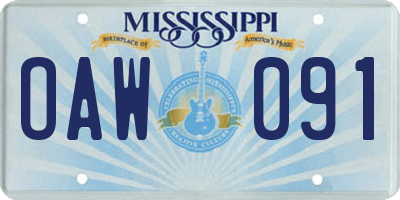 MS license plate OAW091