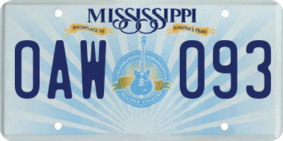 MS license plate OAW093
