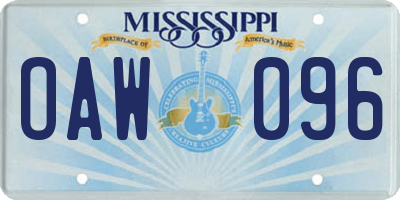 MS license plate OAW096