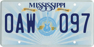 MS license plate OAW097