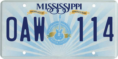 MS license plate OAW114