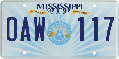 MS license plate OAW117