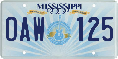 MS license plate OAW125