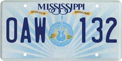 MS license plate OAW132