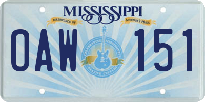 MS license plate OAW151