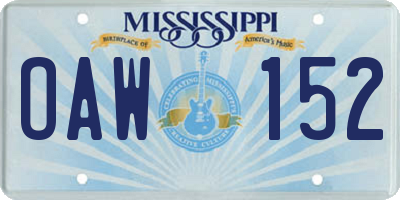 MS license plate OAW152