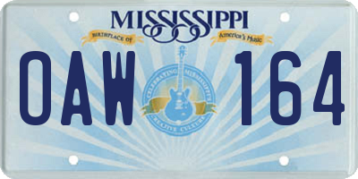 MS license plate OAW164