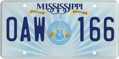 MS license plate OAW166