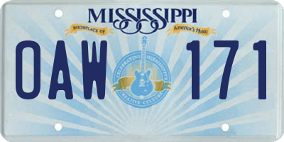 MS license plate OAW171