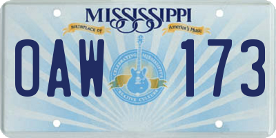 MS license plate OAW173