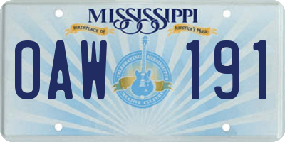 MS license plate OAW191