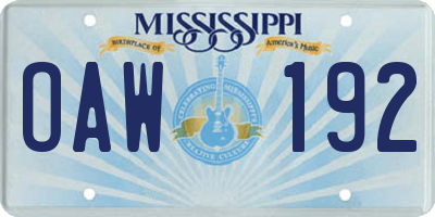 MS license plate OAW192