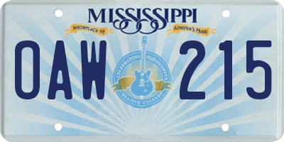MS license plate OAW215