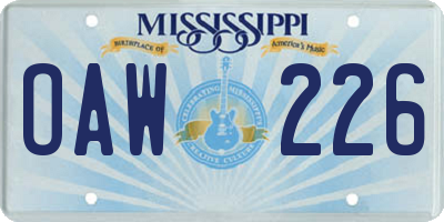 MS license plate OAW226