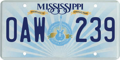 MS license plate OAW239
