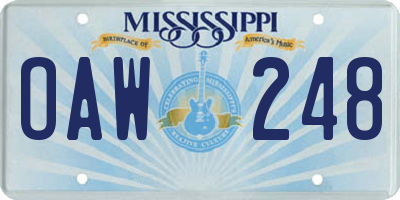 MS license plate OAW248