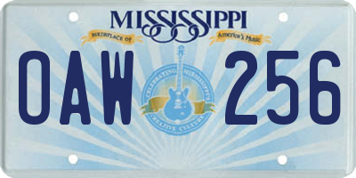 MS license plate OAW256