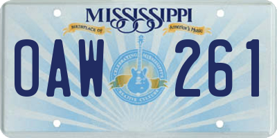 MS license plate OAW261