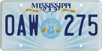 MS license plate OAW275