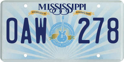 MS license plate OAW278