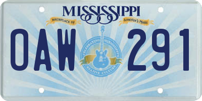 MS license plate OAW291