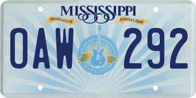 MS license plate OAW292