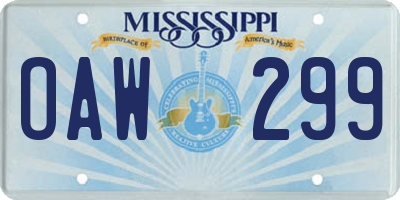 MS license plate OAW299