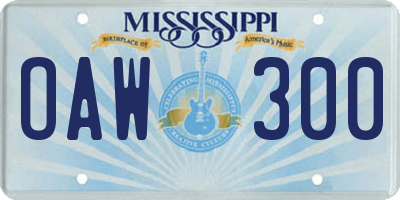MS license plate OAW300