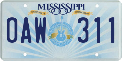 MS license plate OAW311