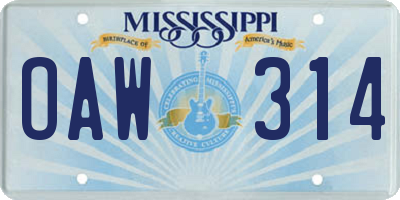 MS license plate OAW314
