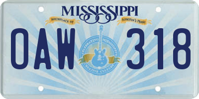 MS license plate OAW318