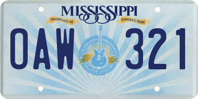 MS license plate OAW321