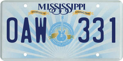 MS license plate OAW331