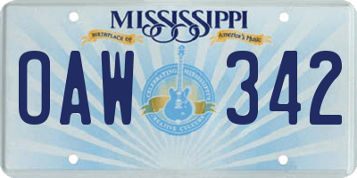 MS license plate OAW342