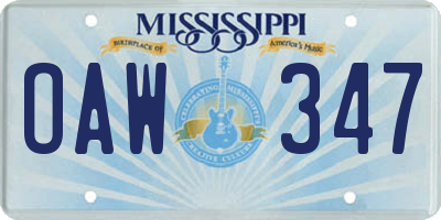 MS license plate OAW347