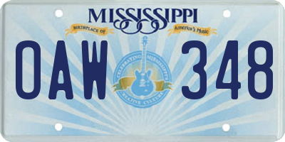 MS license plate OAW348