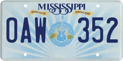 MS license plate OAW352