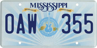 MS license plate OAW355