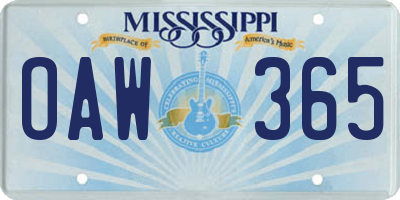 MS license plate OAW365