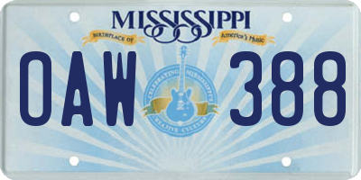 MS license plate OAW388