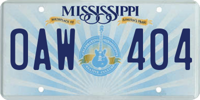 MS license plate OAW404