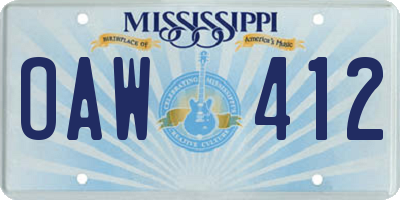 MS license plate OAW412