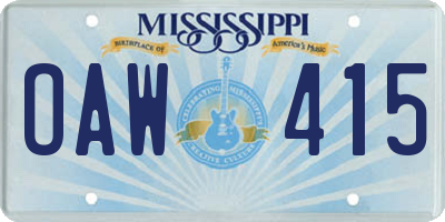 MS license plate OAW415