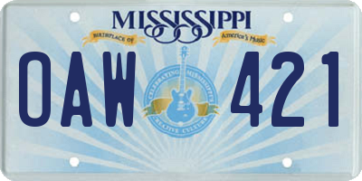 MS license plate OAW421