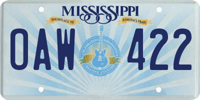 MS license plate OAW422