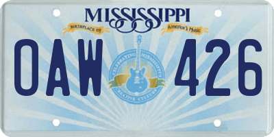 MS license plate OAW426